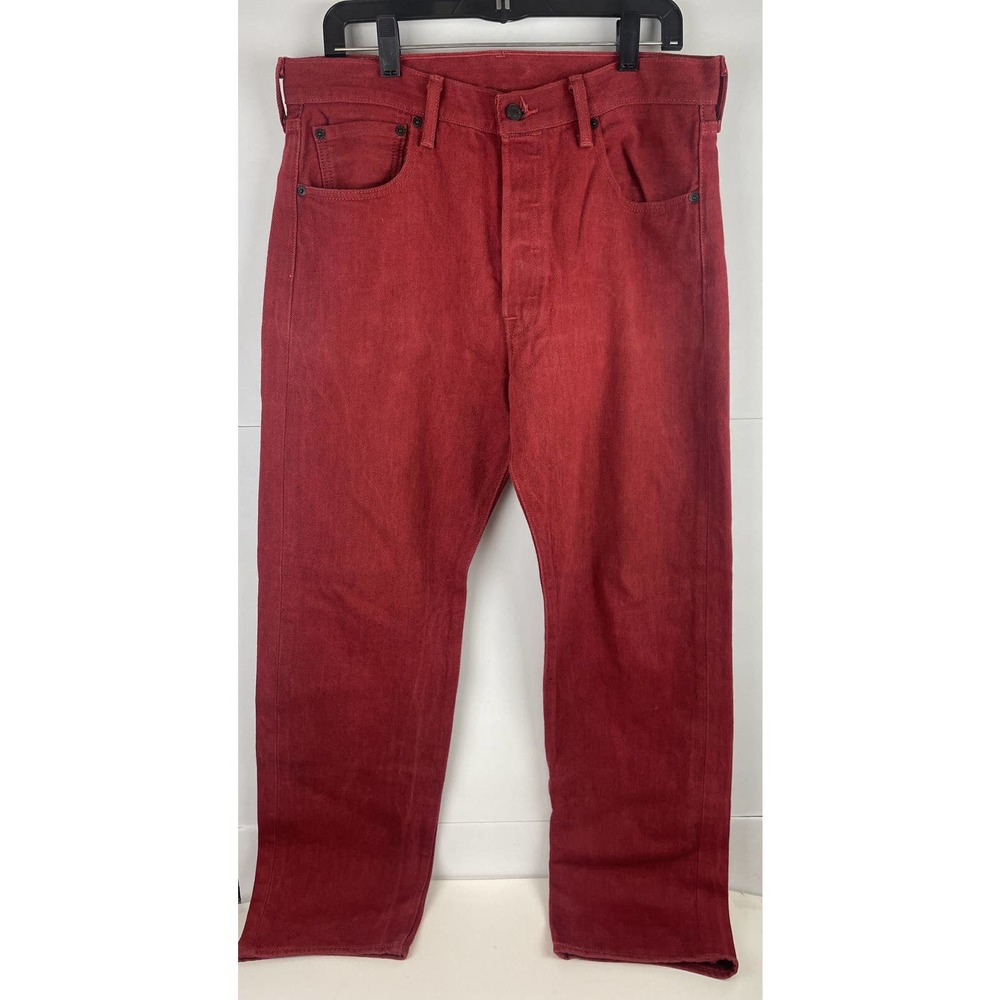 Levi’s 501xx 34 X 32 Mens Jeans Red Button Fly Straight Leg Denim Mid Rise